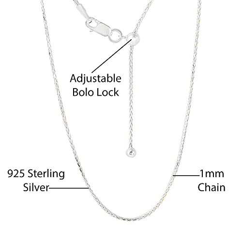 Savlano 925 Sterling Silver Solid 1.0MM Franco Square Box Adjustable Bolo 14-24 Inch Chain Necklace For Women - Made in Italy Comes With a Gift Box2