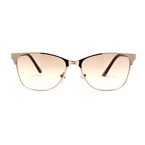 Mens 90s Fashion Metal Rim Rectangle Bifocal Light Sunglasses Reader Gold +2.5