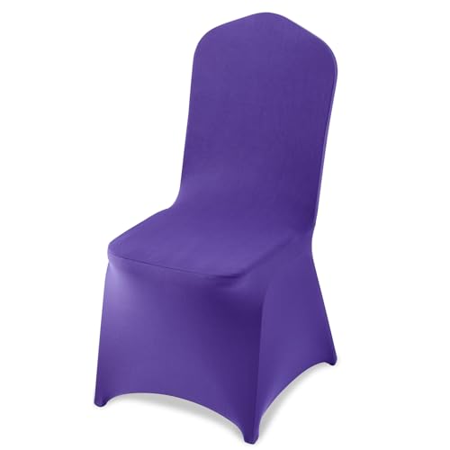 Image of VEVOR Chair Covers, Polyester Spandex Chair Cover, Stretch Slipcovers for Wedding Party Dining Banquet Flat-Front Chair Covers (Purple-a, 50PCS)