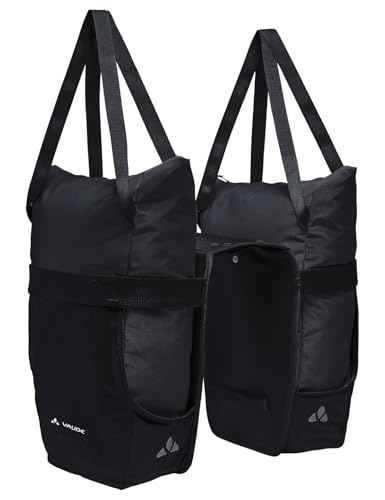 VAUDE Fahrrad 2in1 Hinterradtasche und Einkaufstasche TwinShopper, abnehmbare Einkaufstaschen, 44 Liter Volumen, mit Regenh&uuml;lle, Black, Einheitsgr&ouml;&szlig;e