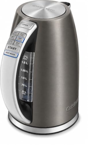 Cuisinart PerfecTemp 1.7-Liter Electric Kettle, Cordless Electric Tea Kettle, 1500W for Fast Heat-Up, 6 Preset Temperatures, 30-Minute Keep Warm, Stay Cool Nonslip Handle, Graphite Gray