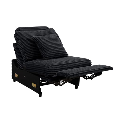 LEVNARY Modular Power Recliner Chair, Faux Rabbit Fur Upholstered Single Seat with Electric Lift Function, Compatible with Modular Sofa System (Black)