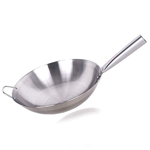 QUSYZD Ollas de Cocina Sartenes Wok Sin Revestimiento Sartén Wok Profesional Grande Sartén salteadora con Mango Wok Multiusos 34 43cm Sartén 43cm,40cm,40cm