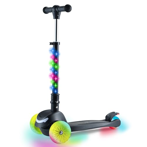 CORQUAT Patinete niño con 3 Ruedas LED Ajustable, Patinete para niños y niñas de 3 a 8 años, Patinete 3 Ruedas con Diferentes Modos de iluminacion, Patinete niño 2 años, Patinete niña.