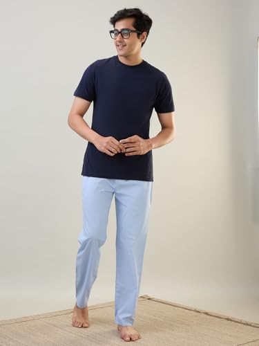 Image of SleepZ by Raymond Men Regular Fit Solid Pattern Pure Cotton Sleepwear Pyjama