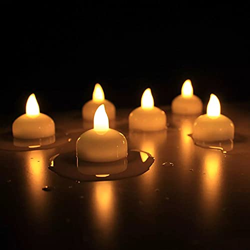 Image of One94Store Plastic 12 Pcs Water Activated Sensor Tea Lights, Waterproof Flameless Tea Lights, Floating Led Candles for Bathtub Wedding Decorative Floating Tealight Candles (12 Piece, Yellow, 2 Cm)