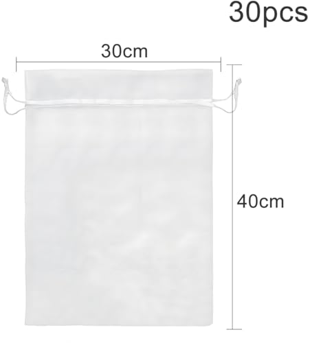 DAHI 30 Pièces 30 x 40 cm Sachet Organza Blanc, Pochette Cadeau Grand Format, Sacs en Organza, pour Cadeaux, Marriage, Anniversaire, Fête, Noël – vue 2