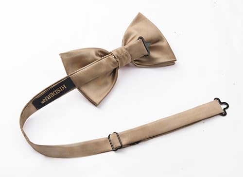 Image of HISDERN Bow Ties for Men Solid Color Pre-Tie Bow Tie and Pocket Square Set Classic Formal Tuxedo Bowties for Wedding Party