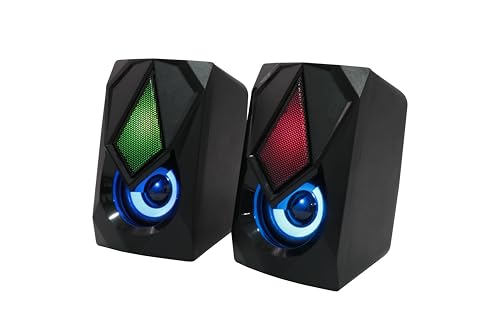 Image of Jedel 2x6W Gaming PC Speaker with RGB Lights, USB Powered Laptop Speaker, 3.5mm AUX Wired Stereo Computer Speaker for Desktop & Laptop, 20Hz-20kHz, Stanley S502 Black