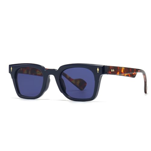 Lunettes de soleil carrées avec protection UV400 totale et monture noire rétro