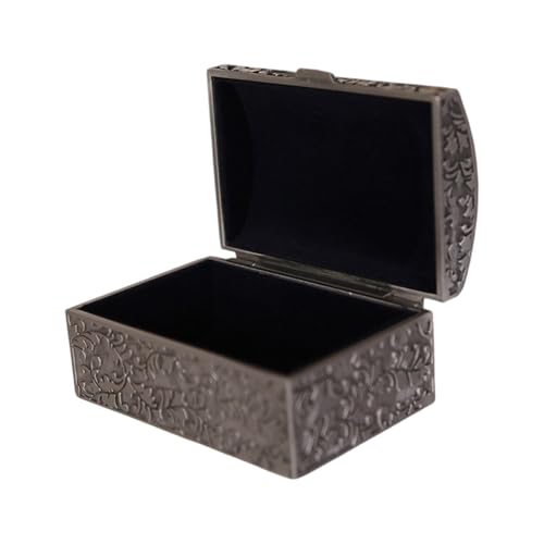 Elegante joyería de aleación de zinc, caja de almacenamiento europea tallada con flores antiguas con cierre seguro para el hogar, joyero vintage europeo