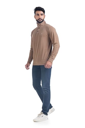 Image of Men's Sweat Shirts with Zippered, Full Sleeves Solid /Relaxed & Regular Fit Pure Cotton Sweater /Comfortable and Casual Winter Wear for College, Office