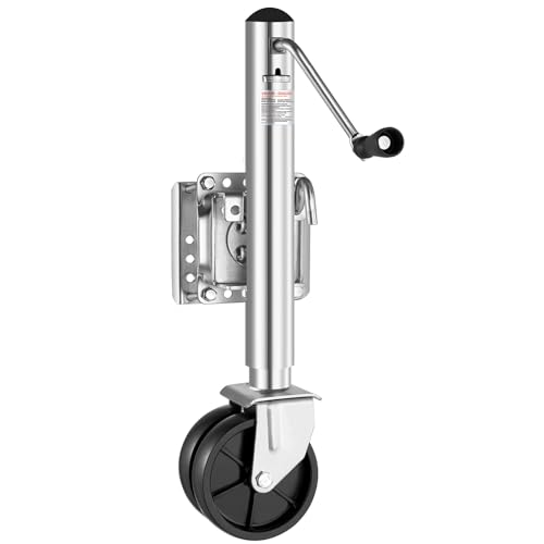 VEVOR Trailer Jack with Wheel 2000 lbs Load Capacity Heavy Duty Swivel Boat Trailer Jack with PP Single Wheel & Ergonomic Handle 12-inch Lift Fit for RVs Boats Horse Trailers Utility Trailers