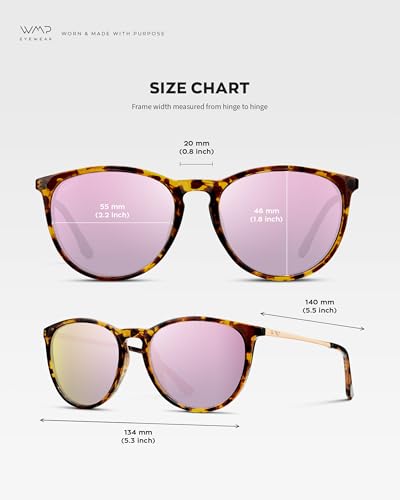 Image of WearMe Pro Round Polarized Sunglasses for Women - UV400 Protection, Lightweight Frame, Vintage Retro Style