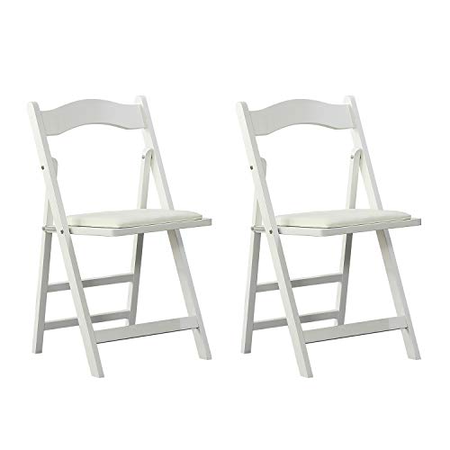Arcalt Silla plegable de silla de comedor silla de madera para cocina (Blanco-2)