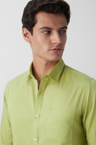 Image of Peter England Men's Slim Fit Full Sleeve Casual Shirt in Twill Weave Cotton