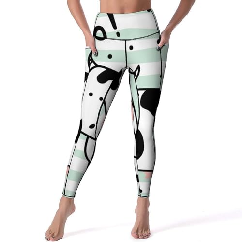 Legging femmes taille haute Vache Mignonne anti-glisse S