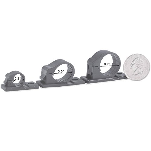 25 unidades de abrazaderas adhesivas para gestión de cables JacobsParts V3, abrazadera fija de 0,6 pulgadas con montaje opcional con tornillo (tamaño mediano) miniatura 4