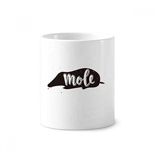 Mug Blanc 350 ml Motif Animal Céramique Porte-stylo Noir et Blanc Taupe