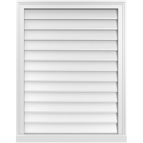 28"W x 36"H Vertical Surface Mount PVC Gable Vent: Non-Functional, w/ 2"W x 2"H Brickmould Sill Frame