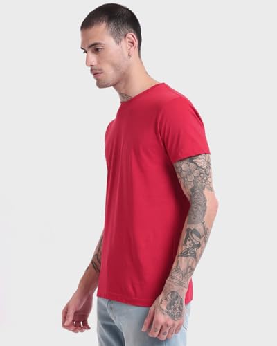Image of Bewakoof Men's 100% Cotton Solid Regular Fit Half Sleeve Round Neck T-Shirt | Tshirt for Men Cotton| Casual Wear | Street Wear