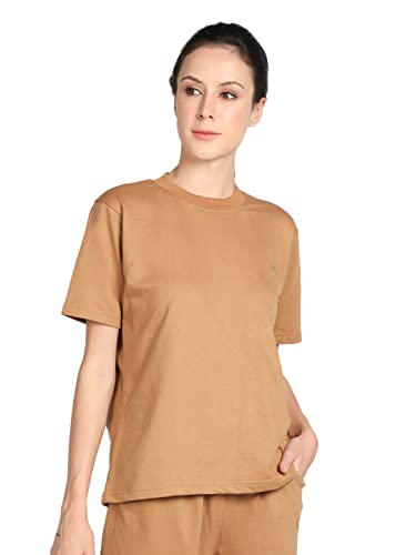 Image of CHKOKKO Women's Terry Cotton Loose Fit Half Sleeve Casual Style T-Shirt