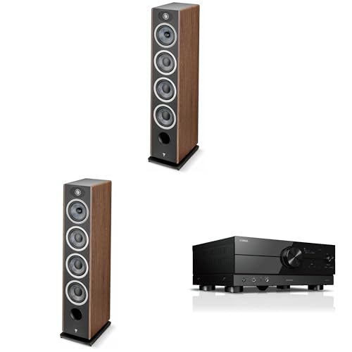 Focal 2x Vestia No3 3-Way Floorstanding Speakers Dark Wood (FVESTIAN3DW) Bundle with 7.2-Channel AV Receiver