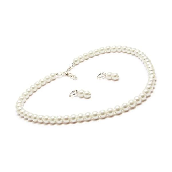 Taruna Biyani Imitation Pearl 8MM Bead Size Strand Necklace Moti Mala Jewellery Set with Earrings for Women Girls