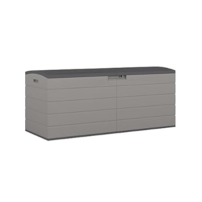 Suncast 120-Gal. All-Weather Patio Deck Box with Pad-Lockable Split Top Lid, Extra-Large Outdoor Storage Unit for Patio Furniture and Grill Tools, Made in the USA
