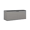 Suncast 120 Gal All Weather Patio Deck Box with Pad Lockable Split Top Lid Extra Large Outdoor Storage Unit for Patio Furniture and Grill Tools