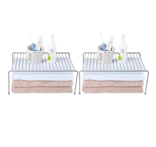 NH10 DESIGNS Stainless Steel Under Cabinet Kitchen Dish Rack Expandable Storage Floating Shelves For Kitchen Multipurpose Organizer Extend Up To 580 Mm With Anti-Rust Nano Coating(Pack Of 2)(Nhsp)
