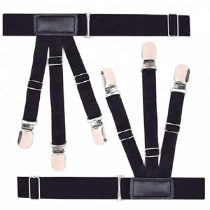 navkar crafts Men's Shirt Stays | Adjustable Nylon Elastic Shirt Garter Securing Position With Non-Slip Locking Clamps For Police | Leg Thigh Suspender, and Shirt Tucker Belt, Men Shirt Holder (Black)-picture-34