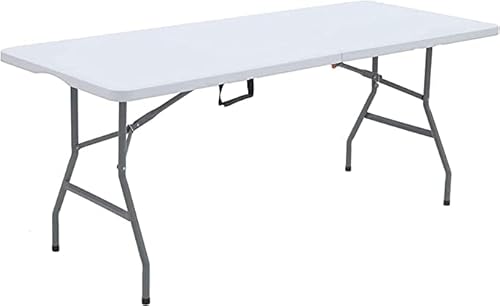 Folding Table 6-Foot Portable Heavy Duty Plastic Fold-in-Half Utility Foldable