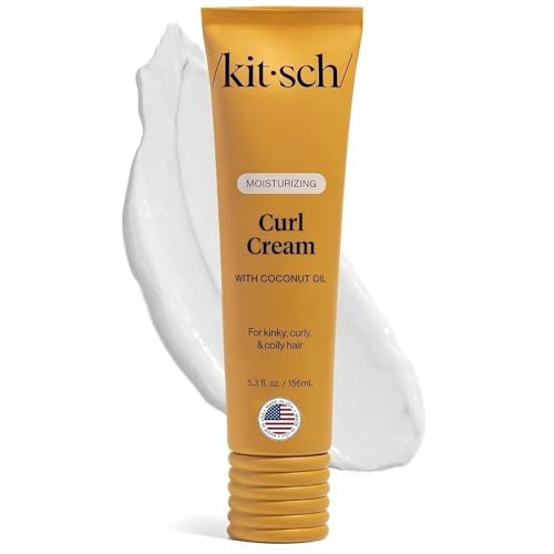 Kitsch Moisturizing Curl Cream for Curly Hair – Lightweight Curly Hair Products for Men & Women | Defines Curls, Controls Frizz & Boosts Shine | Hydrating Curling Cream - 5.3 oz