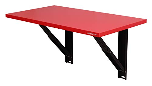 Image of Madhuran Engineering Wood Folding Wall Mounted Study Office Table (60X35 CM,Red) Multipurpose Organizer Students Accessories Tray Deckup Organiser Home Kitchen Holder