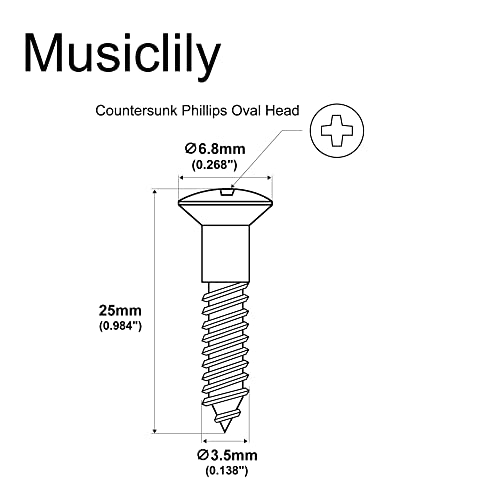 Musiclily Ultra 3.5x25mm Stainless Steel Countersunk Mounting Screws for Electric Guitar Bass Bridge or Strap Button, Black (Set of 6) - Image 2