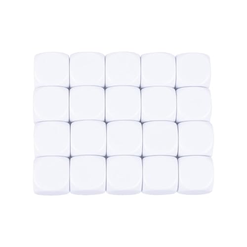 Kaiheng Dados acrílicos de seis caras de 16 mm con superficie lisa y esquinas redondeadas, cubos de dados blancos en blanco para juegos de mesa, calcomanías de bricolaje, enseñanza de conteo de