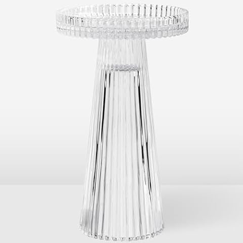 Torre & Tagus Reversible Single Glass Candle Holder & Vase for Pillar Candles & Flowers, Ribbed Candle Holder, Fluted Candle Holder & Clear Candle Holder for Wedding or Tablescape Home Decor (Anya) Cover