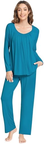Women's Bamboo Pajama Set - Soft Long Sleeve Sleepwear & Lounge Pants - View #4