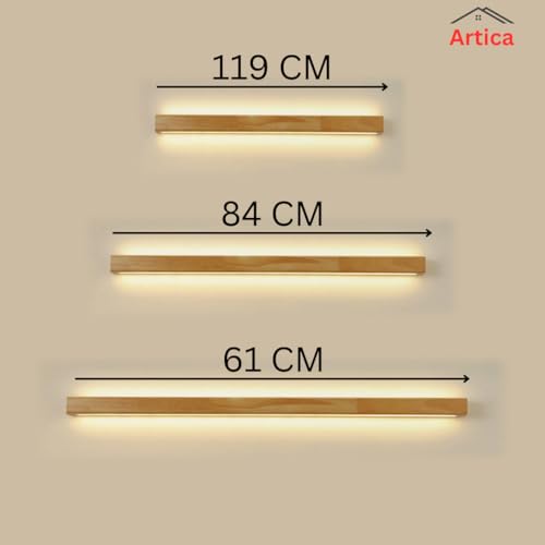 Artica Wooden Warm White up & Down led Wall Lamp Brown Decorative Night Lamp for Bedroom Living Room Restaurant Hotels