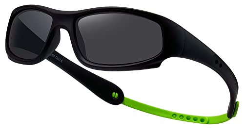 Coolsome Kids Flexible Polarized Uv Protection Sunglasses For Girls Boys 2-7 Years Old With Strap (Black/Green/Age 2-4) #TOP13