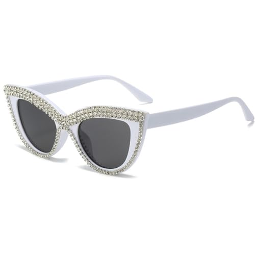 Lunettes de soleil oeil de chat diamant luxe UV400 pour femme tendance été nuances fête