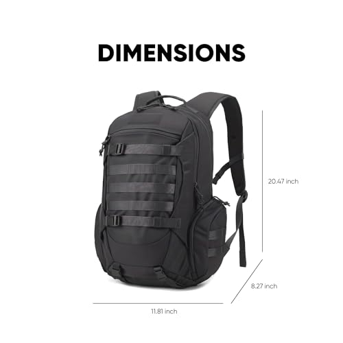 35L Tactical Backpack for Men, MOLLE Military Bug Out Bag, Waterproof Rucksack for Hiking with Hydration Port Black - Image 4
