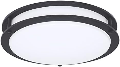 DESIGNERS FOUNTAIN 16 inch Matte Black Round 28 Watt, 1800 Lumens Dimmable DC LED Flush Mount Ceiling Light Fixture, Soft White, Bright White, Daylight 3000K/4000K/5000K, EV1416C3C-43