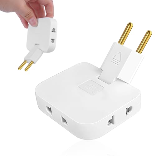 LAIVIYA Ladron Enchufes Plano, Adaptador Enchufe Americano a Europeo, 4 Tomas: 2 Puertos De Carga USB Y 2 Enchufes, 180° Giratorio Enchufe Extensible para Viajar Y Uso Doméstico