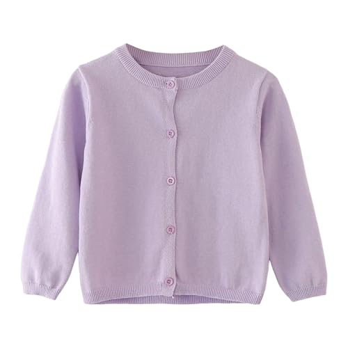 La Mejor Lista de Cárdigans para Niña los más solicitados. 42 Cárdigan de punto para niñas, uniforme escolar para niños, chamarra de manga larga con botones, ropa de otoño e invierno, 02-morado claro, 7-8 Años