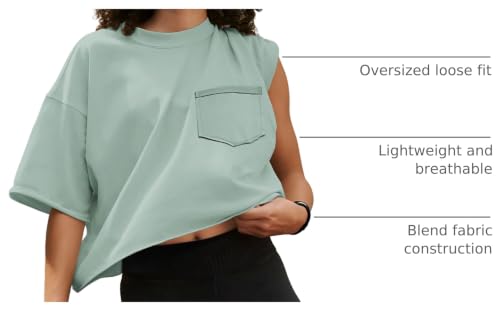Image of ATHMILE Womens Crop Tops Workout Shirts Gym Oversized Spring Summer Basic Tees Short Sleeve Casual Loose Drop Shoulder 2026