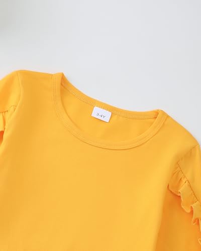 Toddler Girl Clothes Kids Little Girl Fall Outfit Ruffle Long Sleeve Shirt Flare Denim Jeans Pants Winter Clothing Set4