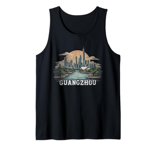 Retro Guangzhou Paisaje Vintage Souvenir Camiseta sin Mangas