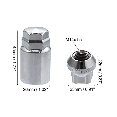 Image of ACROPIX M14x1.5 Car Wheel Lock Lug Nuts Set Anti Theft Lug Nut Screw Fit for Tesla Model 3 - Pack of 5 Silver Tone